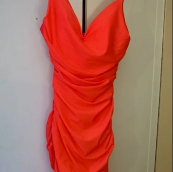 open lace back dress Slinky Jersey Cut-Out Halterneck Gown in Burnt Orange main image 1